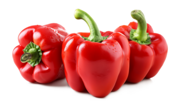 A bunch of red peppers are piled on top of each other isoalted on a transparent png
