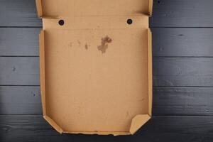 Empty pizza box. Open empty and closed carton package for delivery pizza. photo