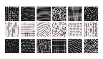 Black and White Line Square Backgrounds Set vector