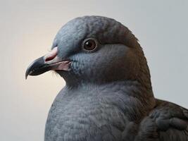 Close-Up of a Pigeon with Soft Gray Plumage and Bright Eyes photo