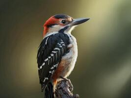 Close-Up of a Great Spotted Woodpecker with Detailed Plumage photo