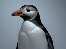 Profile of a puffin with its colorful beak photo