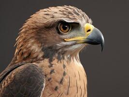 Profile of a regal hawk with sharp beak and piercing eyes photo