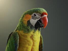 Brightly Colored Macaw Parrot with Green, Yellow, and Red Feathers photo