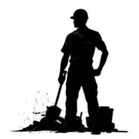 Silhouette of worker for labor day on white background vector