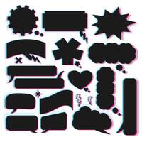 glitch style speech bubble collection elements vector
