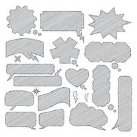 sketch art style speech bubble collection elements vector