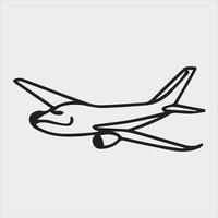 one line art airplane silhouette on white background vector