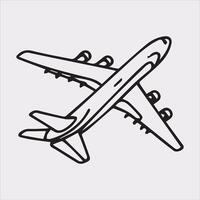 one line art airplane silhouette on white background vector