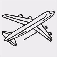 one line art airplane silhouette on white background vector