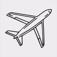 one line art airplane silhouette on white background vector