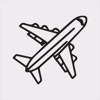 one line art airplane silhouette on white background vector