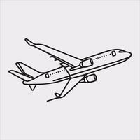 one line art airplane silhouette on white background vector