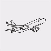 one line art airplane silhouette on white background vector