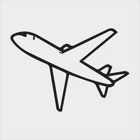one line art airplane silhouette on white background vector
