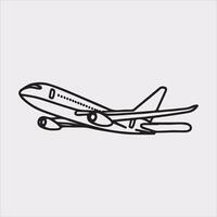 one line art airplane silhouette on white background vector