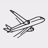 one line art airplane silhouette on white background vector
