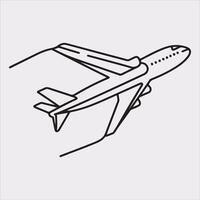 one line art airplane silhouette on white background vector