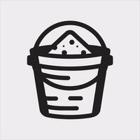 Bucket outline linear style silhouette illustration on white background vector