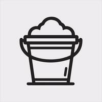 Bucket outline linear style silhouette illustration on white background vector