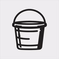 Bucket outline linear style silhouette illustration on white background vector