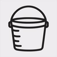 Bucket outline linear style silhouette illustration on white background vector