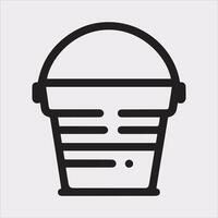 Bucket outline linear style silhouette illustration on white background vector