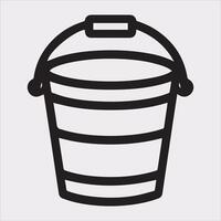 Bucket outline linear style silhouette illustration on white background vector