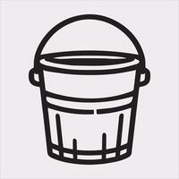 Bucket outline linear style silhouette illustration on white background vector
