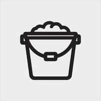 Bucket outline linear style silhouette illustration on white background vector