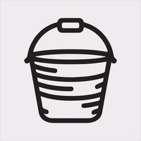 Bucket outline linear style silhouette illustration on white background vector