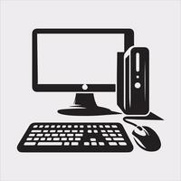 computer set silhouette on white background vector