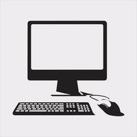 computer set silhouette on white background vector
