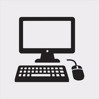 computer set silhouette on white background vector