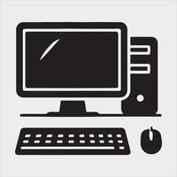 computer set silhouette on white background vector