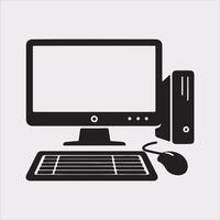computer set silhouette on white background vector