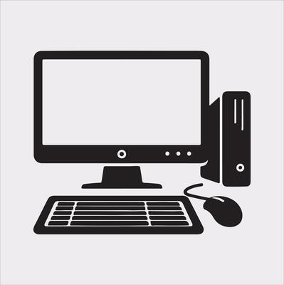 computer set silhouette on white background