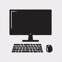 computer set silhouette on white background vector