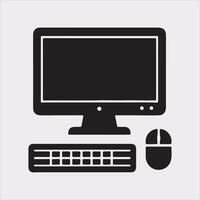computer set silhouette on white background vector