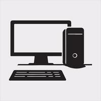 computer set silhouette on white background vector