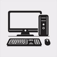 computer set silhouette on white background vector