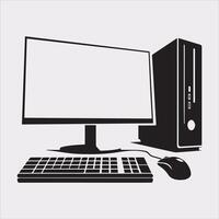 computer set silhouette on white background vector