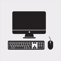 computer set silhouette on white background vector