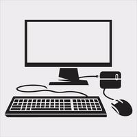 computer set silhouette on white background vector