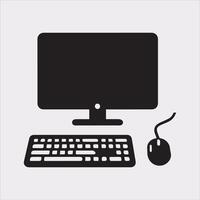 computer set silhouette on white background vector