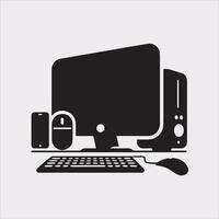 computer set silhouette on white background vector