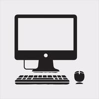 computer set silhouette on white background vector