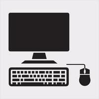computer set silhouette on white background vector