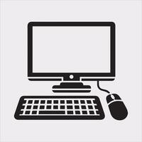 computer set silhouette on white background vector