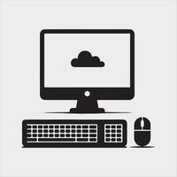 computer set silhouette on white background vector